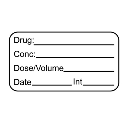 Nevs Drug - Conc. - Dose/Volume - Date/Int 7/8" x 1-5/8" White w/Black SANTW-0046